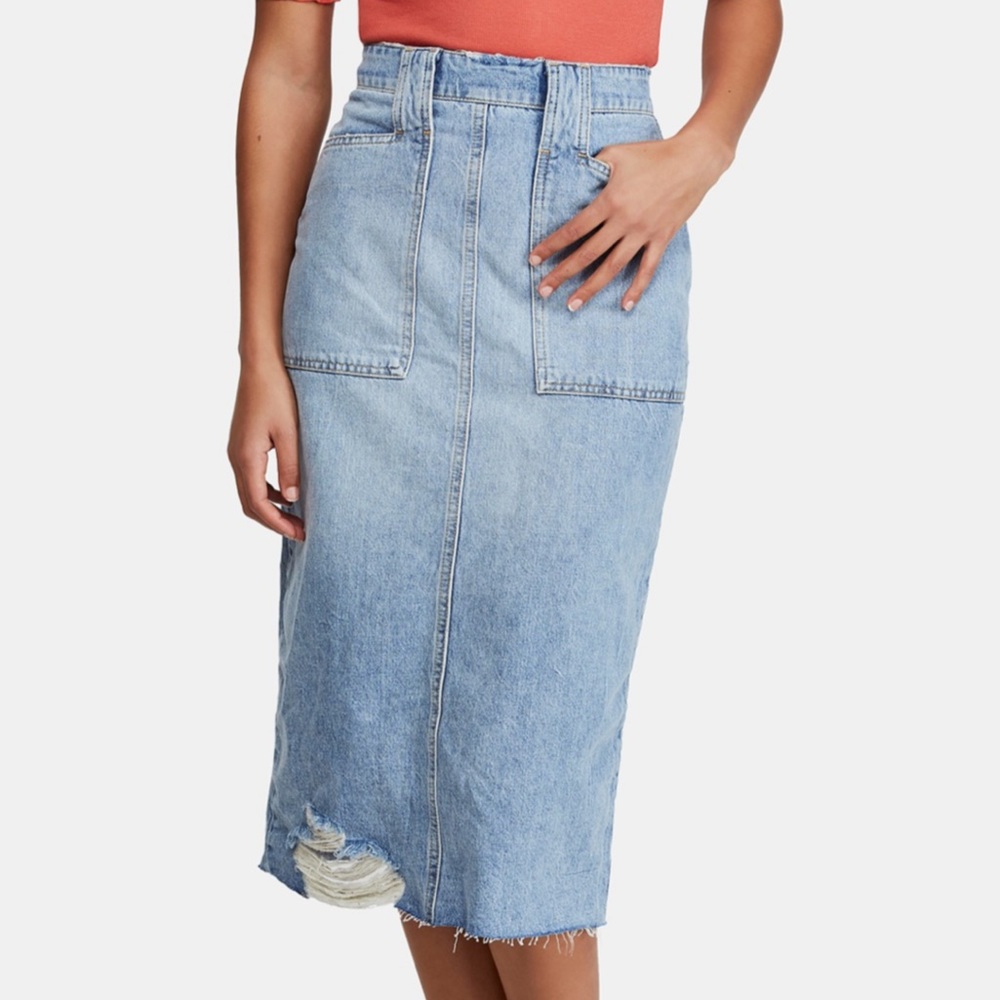 Free People Denim Pencil Skirt - Picture 3 of 8